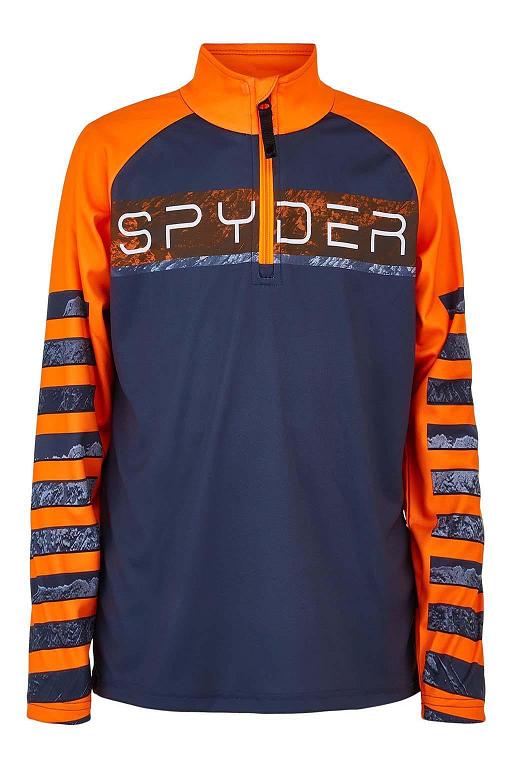 Top Spyder Peak Zip T-Neck Ebony Naranjas Para Chicos Mexico MX51204